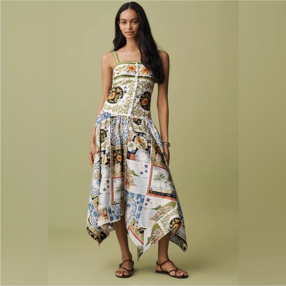 Farm Rio: Farm Rio: Multicolor Latin Trip Scarves
Organic Cotton Midi Dress - Picture 4 of 15